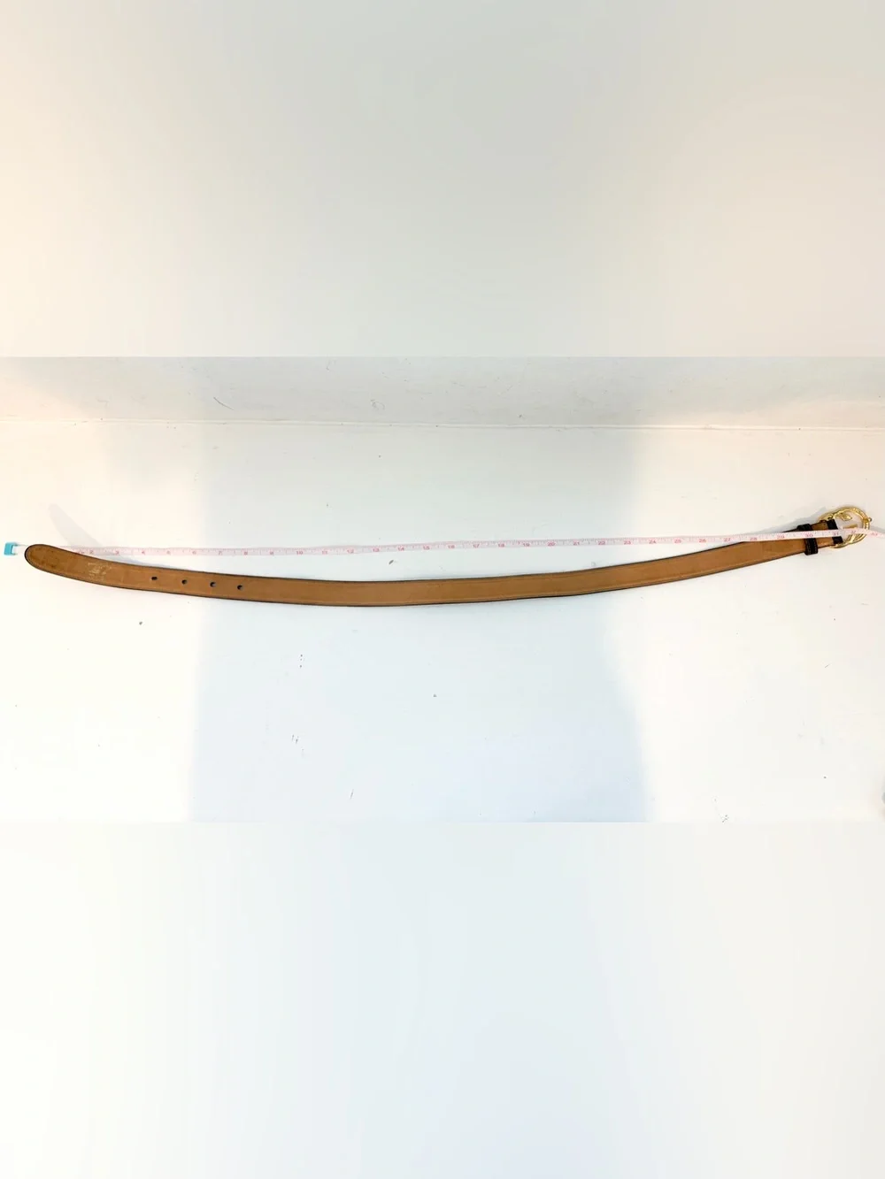 Auth Vintage Gucci GG Skinny Brown Leather Belt Gold Buckle 70/28